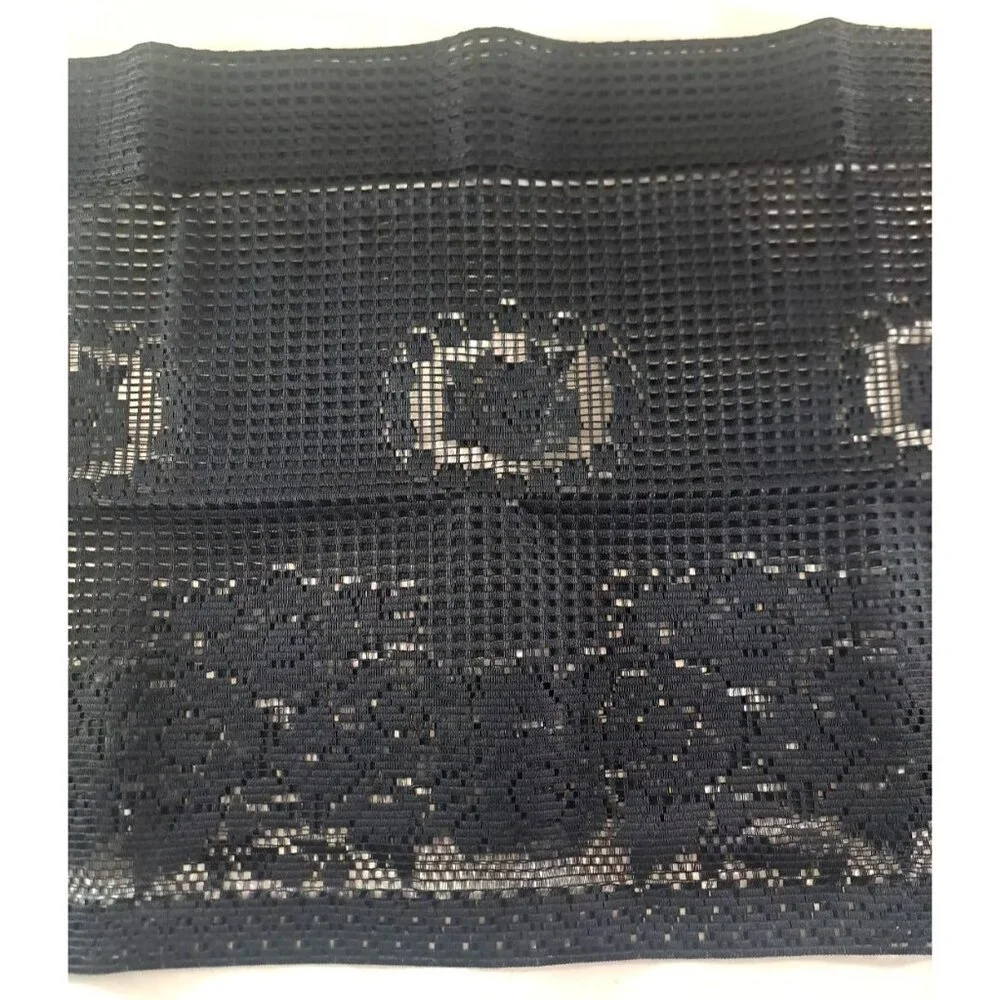NEW Vintage Black Knit Lace Valance USA Made Gothic Victorian Cottage 80x18